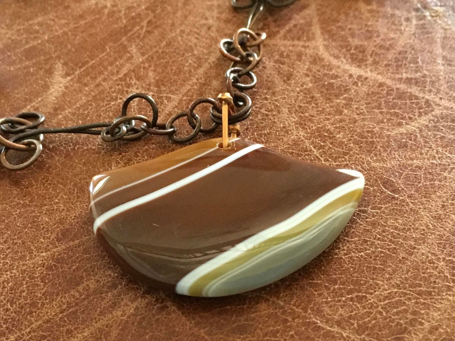 Achat Anhänger Und Kupfer Link Halskette Achat Anhänger Und Kupfer Link Halskette von indljewelry