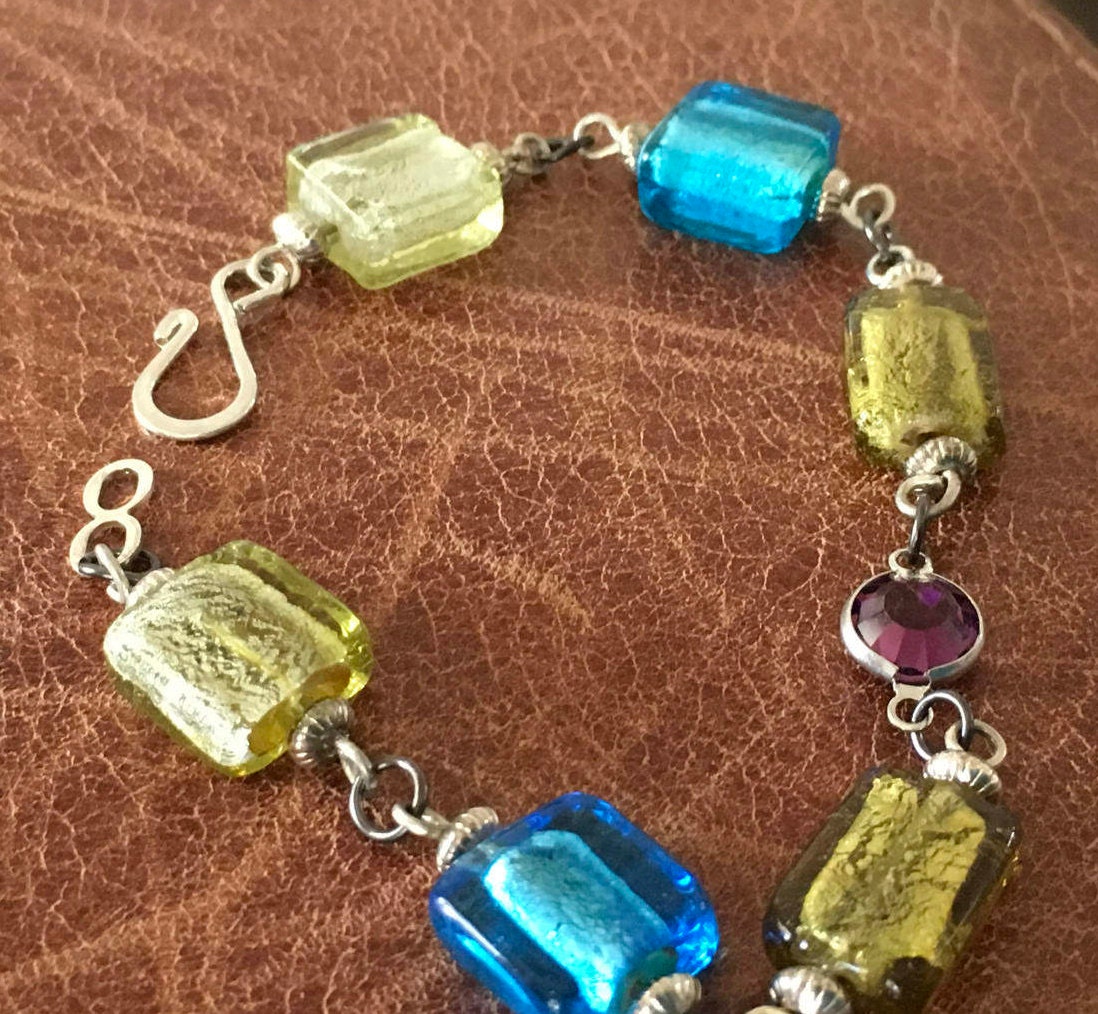 Folie Gesichert Glas Bead Armband Mit Silber Vergoldet Spange Folie Gesichert Glas Bead Armband Mit Silber Vergoldet Spange von indljewelry