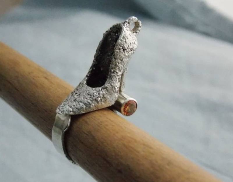 High-Heel-Schuh-Ring4 4, Erstausgabe Grün Und Orange Saphire von indljewelry