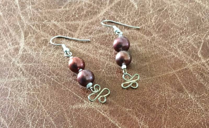 Kaffee Kultiviert Link Perle Und Handgefertigte Ohrringe von indljewelry