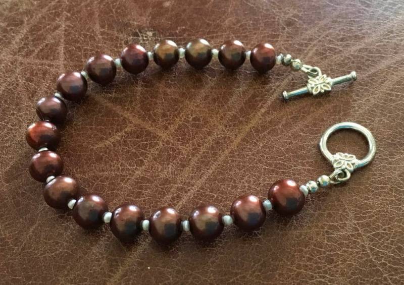 Kaffee Kultiviert Perle Und Weißen Samen Armband von indljewelry