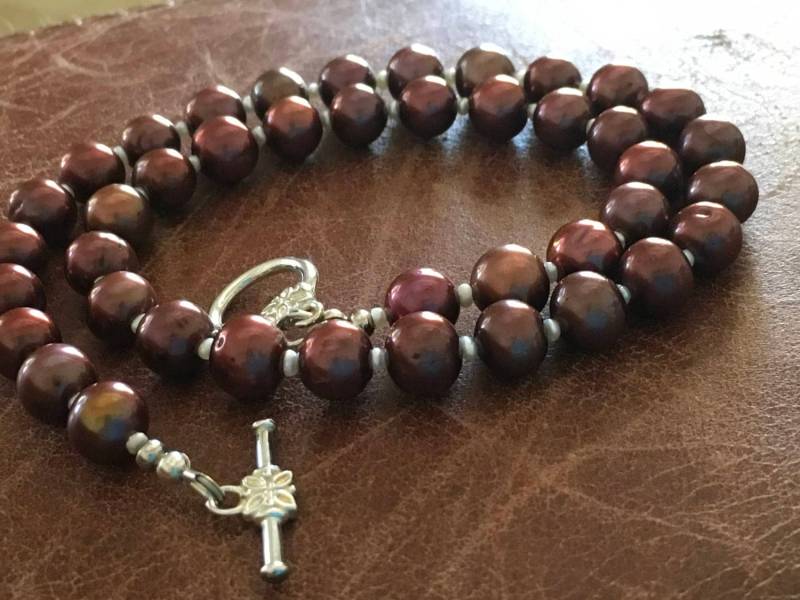 Kaffee Kultiviert Perle Und Weißen Samen Halskette von indljewelry