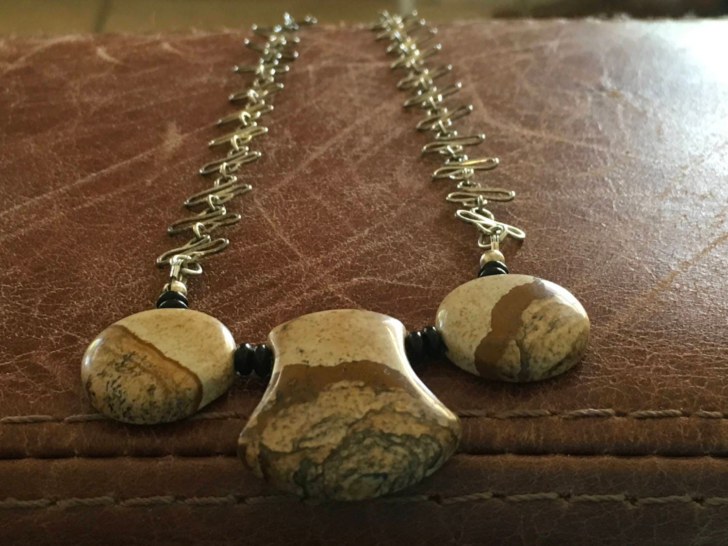 Owyhee Bild Jaspis Halskette, Handgemachte Links Owyhee Bild Jaspis Halskette, Handgemachte Links von indljewelry