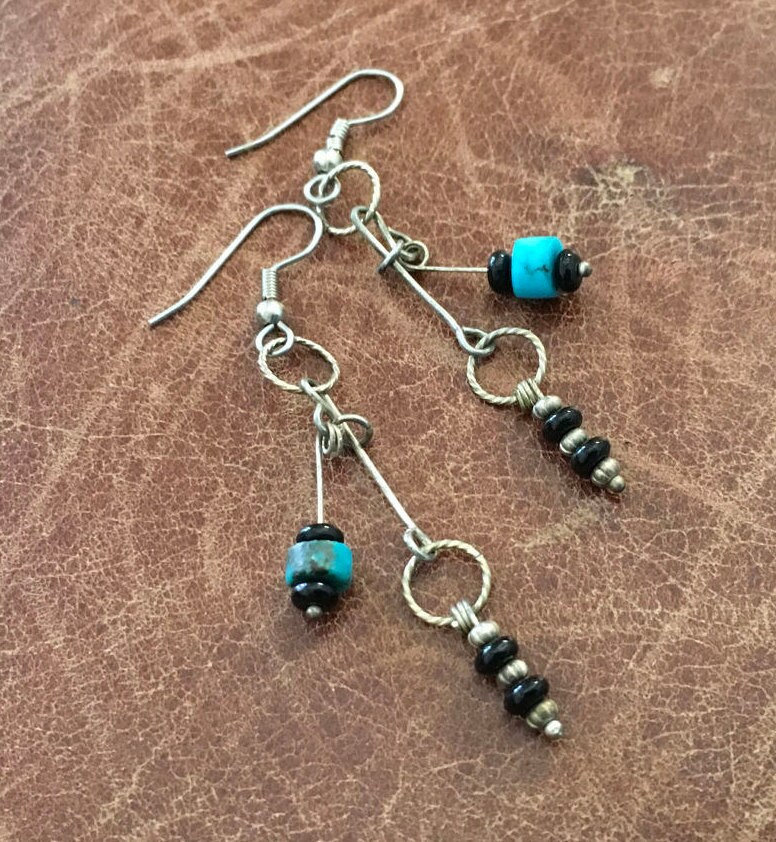 Türkis, Onyx, Silber Vergoldet Ohrringe Türkis, Onyx, Silber Vergoldet Ohrringe von indljewelry