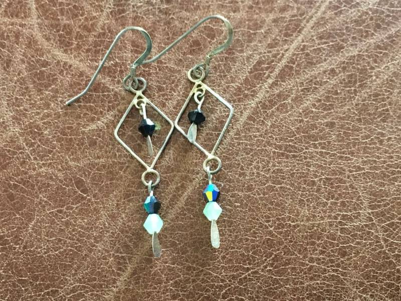 sterling Silber Rautenförmige Baumelt Mit Kristall Glasperlen von indljewelry