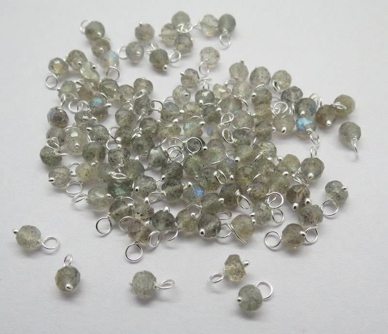 10 Stück Perlen Charms, Schleifen, Anhänger Mit 925 Sterling Silber Draht Labradorit Edelstein Baumeln von indokraft