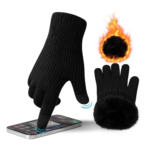 ineepor Alpaka Handschuhe Herren Damen Doppelschicht Touchscreen Thermo Warme Fleecefutter Winterhandschuhe Wolle Strickhandschuhe Rutschfeste von ineepor