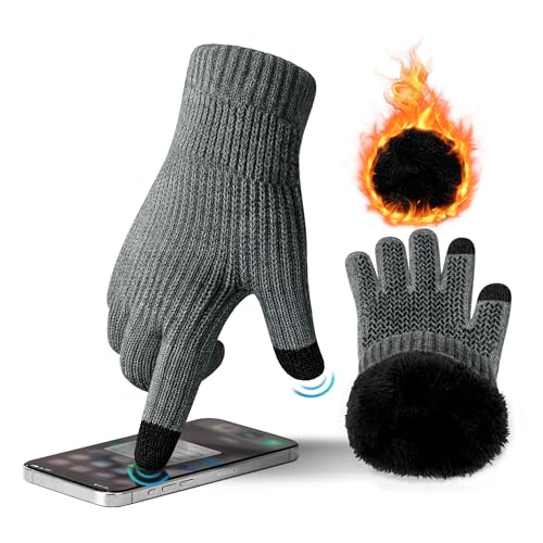 ineepor Alpaka Handschuhe Herren Damen Doppelschicht Touchscreen Thermo Warme Fleecefutter Winterhandschuhe Wolle Strickhandschuhe Rutschfeste von ineepor