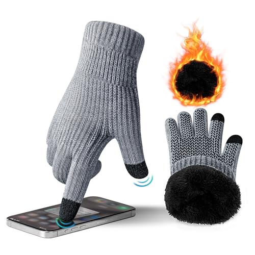 ineepor Alpaka Handschuhe Herren Damen Doppelschicht Touchscreen Thermo Warme Fleecefutter Winterhandschuhe Wolle Strickhandschuhe Rutschfeste von ineepor