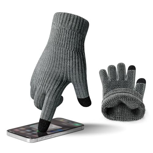 ineepor Alpaka Handschuhe Herren Damen Winter Strickhandschuhe Thermo Warme Wolle Gloves Touchscreen Dünne Grip Weich Rutschfest Flexible,Anthrazit,L von ineepor