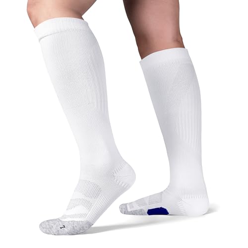 ineepor Merino Kompressionsstrümpfe Laufsocken Damen Herren 2 Paar, Kniestrümpfe Socken Wandersocken Stützstrümpfe 15-20 mmHG Merinowolle Strümpfe, Thermosocken Thrombosestrümpfe Flug Socks von ineepor