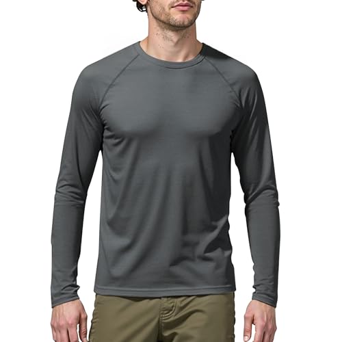 ineepor Merino Shirt Herren Langarm Thermounterwäsche Langarmshirt Thermo Unterwäsche Oberteile Atmungsaktiv Wandershirt Sportshirt UV Schnelltrocknend Longsleeve Funktionsshirt, Gym Fitness Trekking von ineepor