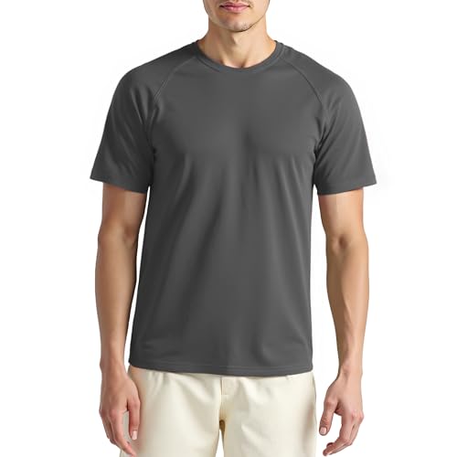 ineepor Merino Shirt Herren Wandershirt Gym Fitness Funktionsshirt Atmungsaktiv Basic Sport Tshirts Anti Schweiß UPF 50+ Kühlung Schnelltrocknend Geruchshemmend von ineepor