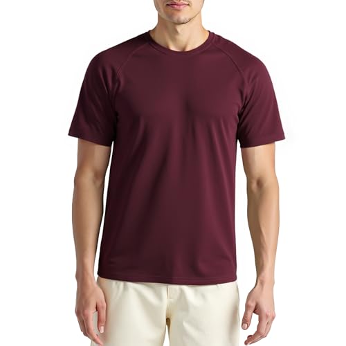 ineepor Merino Shirt Herren Wandershirt Gym Fitness Funktionsshirt Atmungsaktiv Basic Sport Tshirts Anti Schweiß UPF 50+ Kühlung Schnelltrocknend Geruchshemmend von ineepor