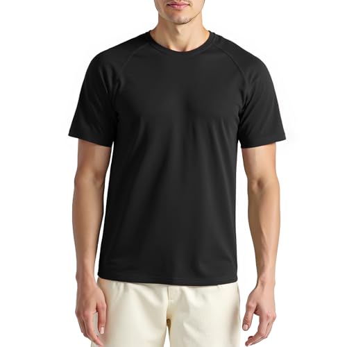 ineepor Merino Shirt Herren Wandershirt Gym Fitness Funktionsshirt Atmungsaktiv Basic Sport Tshirts Anti Schweiß UPF 50+ Kühlung Schnelltrocknend Geruchshemmend von ineepor