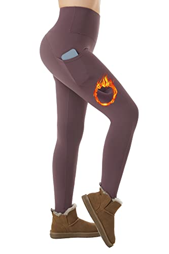 ineepor Thermo Leggings Damen Thermoleggings Damen Winter Leggins Gefüttert mit Fleece Outdoor wasserdichte Taschen Hohe Taille Yoga Sport von ineepor
