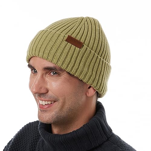ineepor Wintermütze Herren Damen Merino Mütze Winter Wollmütze Strickmütze Kurz Beanie Hat Mit Fleece Futter Thermo Gefütterte Unisex Weich Warme von ineepor