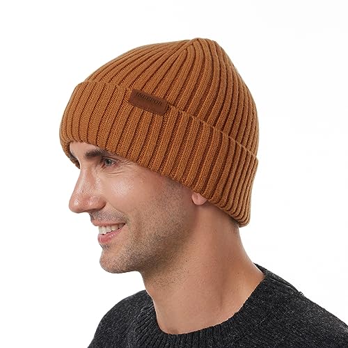 ineepor Wintermütze Herren Damen Merino Mütze Winter Wollmütze Strickmütze Kurz Beanie Hat Mit Fleece Futter Thermo Gefütterte Unisex Weich Warme von ineepor