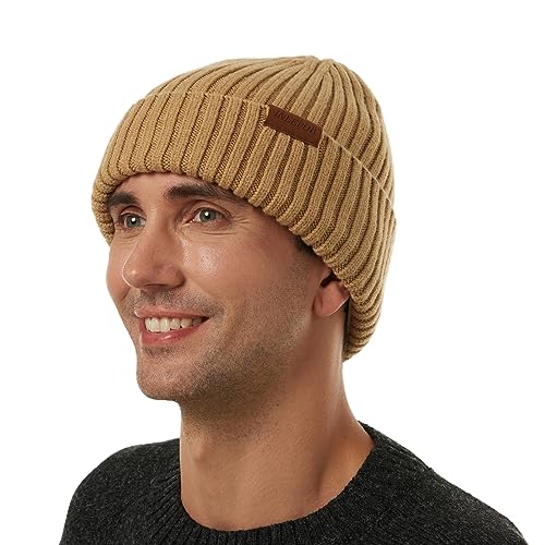 ineepor Wintermütze Herren Damen Merino Mütze Winter Wollmütze Strickmütze Kurz Beanie Hat Mit Fleece Futter Thermo Gefütterte Unisex Weich Warme von ineepor