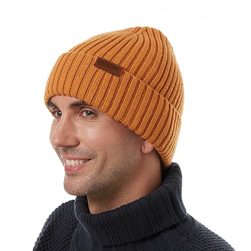 ineepor Wintermütze Herren Damen Merino Mütze Winter Wollmütze Strickmütze Kurz Beanie Hat Mit Fleece Futter Thermo Gefütterte Unisex Weich Warme von ineepor