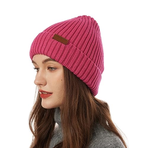 ineepor Wintermütze Herren Damen Merino Mütze Winter Wollmütze Strickmütze Kurz Beanie Hat Mit Fleece Futter Thermo Gefütterte Unisex Weich Warme von ineepor
