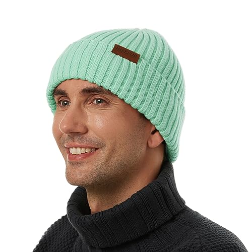 ineepor Wintermütze Herren Damen Merino Mütze Winter Wollmütze Strickmütze Kurz Beanie Hat Mit Fleece Futter Thermo Gefütterte Unisex Weich Warme von ineepor