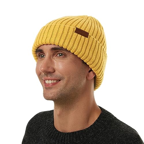 ineepor Wintermütze Herren Damen Merino Mütze Winter Wollmütze Strickmütze Kurz Beanie Hat Mit Fleece Futter Thermo Gefütterte Unisex Weich Warme von ineepor