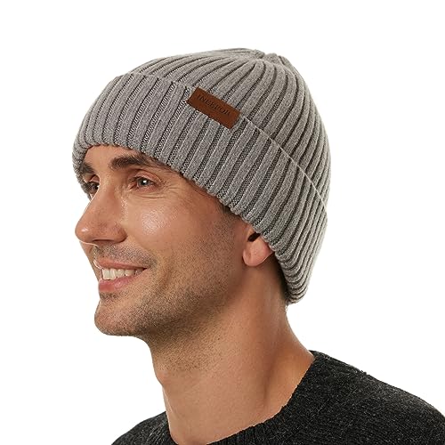 ineepor Wintermütze Herren Damen Merino Mütze Winter Wollmütze Strickmütze Kurz Beanie Hat Mit Fleece Futter Thermo Gefütterte Unisex Weich Warme von ineepor