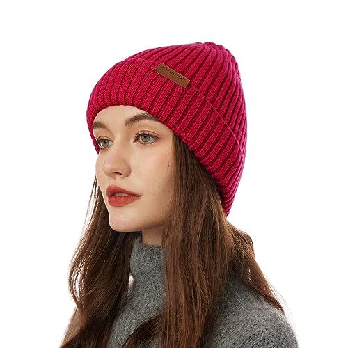 ineepor Wintermütze Herren Damen Merino Mütze Winter Wollmütze Strickmütze Kurz Beanie Hat Mit Fleece Futter Thermo Gefütterte Unisex Weich Warme von ineepor