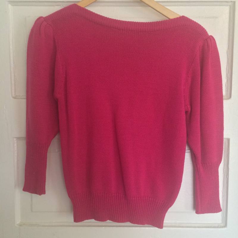Vintage Cropped Pink Pullover 3/4 Ärmel Pullover von inezandberyl