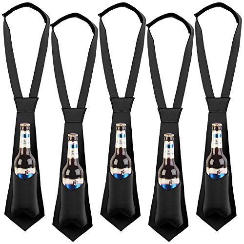infactory Flaschenhalter: 5er-Set Krawatte mit integriertem Bierhalter, für 0,33-l-Flaschen (Herrenkrawatte, Saufkrawatte, Scherzartikel) von infactory