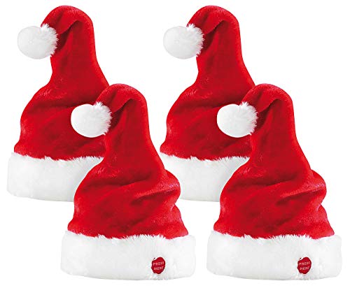 infactory Singende Weihnachtsmütze: 4er-Set Singende und tanzende Nikolausmützen (Tanzende Weihnachtsmänner, Nicolaus Mütze, Weihnachten) von infactory