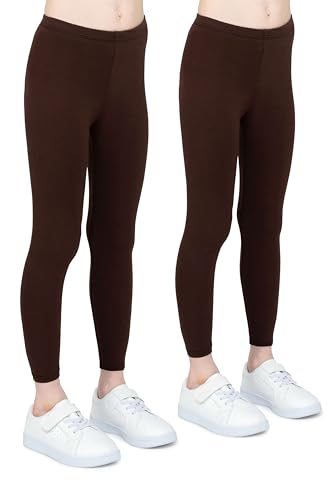 infatti 2er-Pack Leggings für Mädchen atmungsaktives Baumwollgewebe modische Kinderhosen Bequeme Kinderhosen Sport Ballett Schule Gymnastik, Braun 10 Jahre (140 cm) von infatti