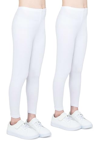 infatti 2er-Pack Leggings für Mädchen atmungsaktives Baumwollgewebe modische Kinderhosen Bequeme Kinderhosen Sport Ballett Schule Gymnastik, Weiß 11 Jahre (146 cm) von infatti