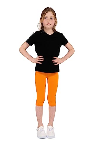 infatti Kinder-Mädchen-Baumwoll-3/4-Leggings, weiche und Bequeme Hose für Kleinkinder, lässiges Training, eleganter, verkürzter Stil, Basic-Kleidung Tonia, Orange 134 cm (9 Jahre) von infatti