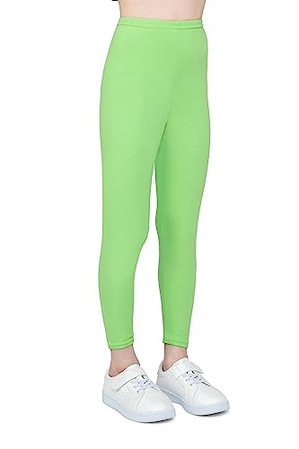 infatti Kinder-Mädchen-Baumwoll-Leggings, weiche und Bequeme Hose für Kinder, lässiges Training, eleganter Stil, Basic-Kleidung Zoe, Limone 140 cm (10 Jahre) von infatti