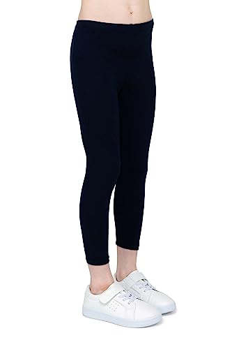 infatti Kinder-Mädchen-Baumwoll-Leggings, weiche und Bequeme Hose für Kinder, lässiges Training, eleganter Stil, Basic-Kleidung Zoe, Marine 146 cm (11 Jahre) von infatti