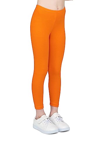 infatti Kinder-Mädchen-Baumwoll-Leggings, weiche und Bequeme Hose für Kinder, lässiges Training, eleganter Stil, Basic-Kleidung Zoe, Orange 110 cm (5 Jahre) von infatti