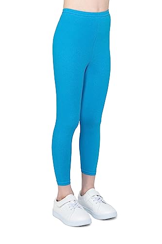 infatti Kinder-Mädchen-Baumwoll-Leggings, weiche und Bequeme Hose für Kinder, lässiges Training, eleganter Stil, Basic-Kleidung Zoe, Türkis 134 cm (9 Jahre) von infatti