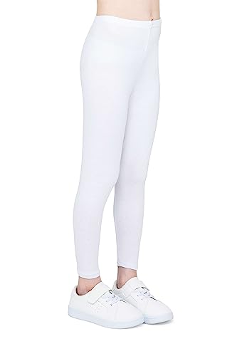 infatti Kinder-Mädchen-Baumwoll-Leggings, weiche und Bequeme Hose für Kinder, lässiges Training, eleganter Stil, Basic-Kleidung Zoe, Weiß 134 cm (9 Jahre) von infatti