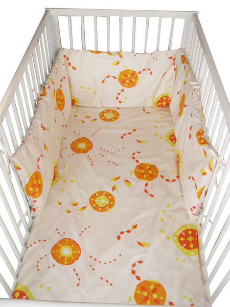 ingegerd Kinderbettwäsche starflower orange für Wiege und Kleinkinderbett von ingegerd