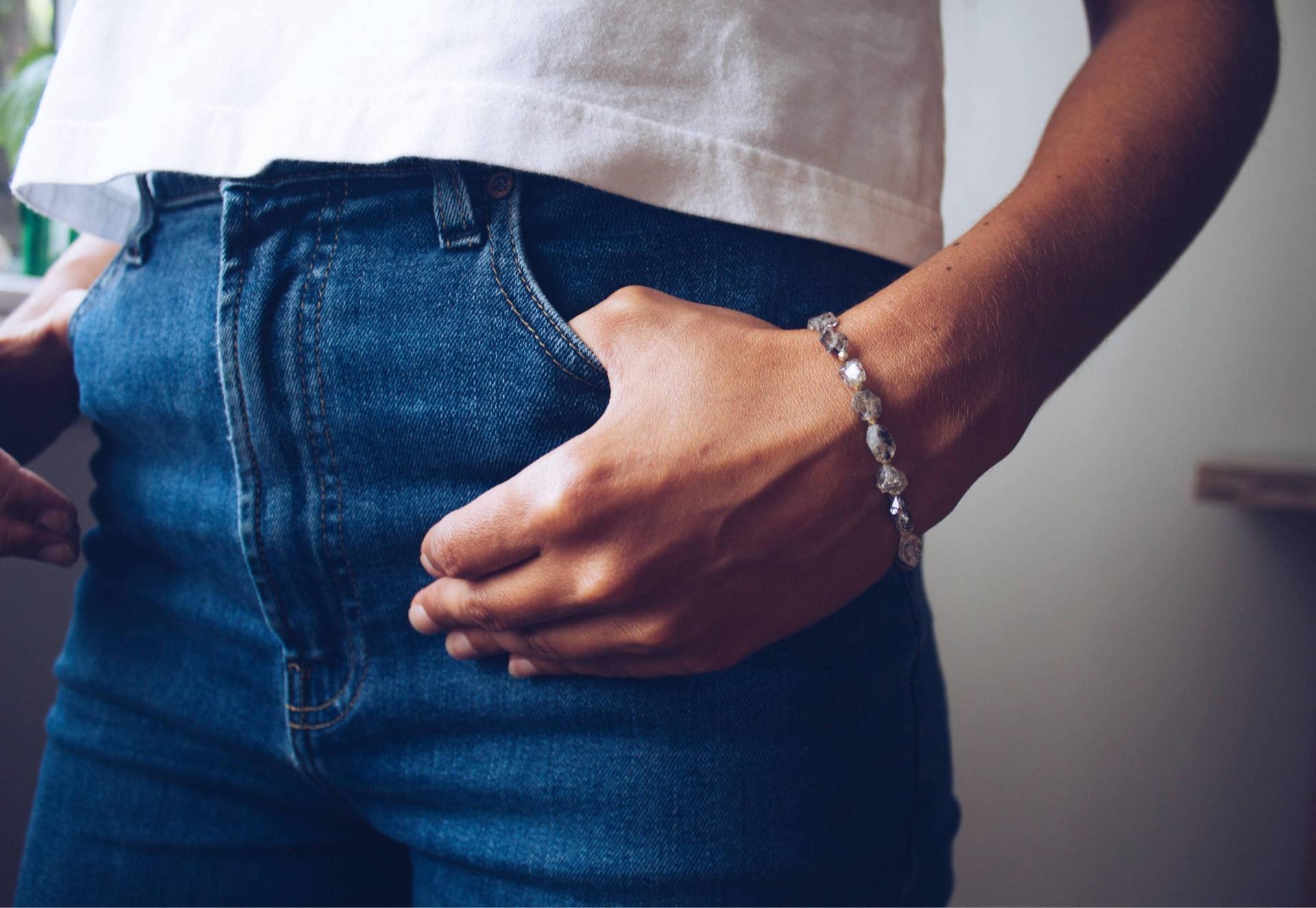 Diamant-Quarz-Armband, Herkimer Diamant Quarz Armband, Rohdiamant Nugget Stein Klar Armband von inherstudy