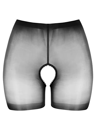 inhzoy Damen Durchsichtige Shorts Ouvert Slip Boxer Briefs Offener Schritt Leggings Unterhose Radlerhose Reizwäsche Kurz_Schwarz Einheitsgröße von inhzoy