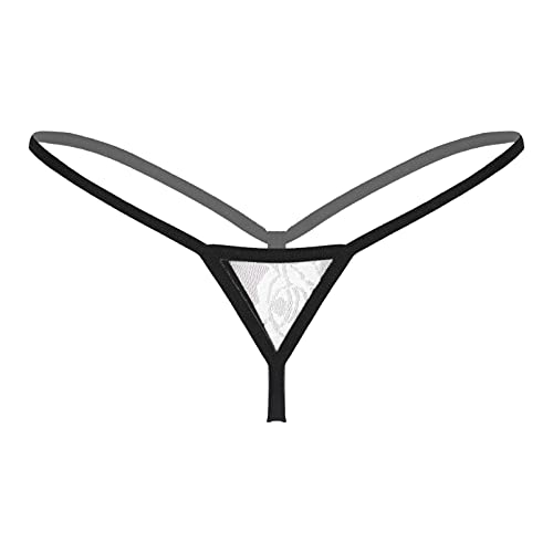 inhzoy Damen Micro Mini String Tanga Transparent Spitze Bikini Slip Thong T-Back Frauen Erotik Dessous Reizwäsche Unterhose Low Rise Weiß One Size von inhzoy