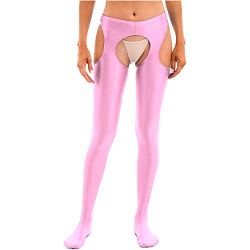 inhzoy Frauen Ouvert Strumpfhosen Lange Pantyhose Strapsstrumpfhose offener Schritt Bodystocking Blickdichte Dessous-Pants Rosa_D XL von inhzoy