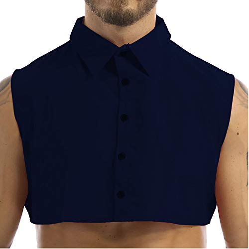 inhzoy Herren Gefälschter Kragen Abnehmbare Kragen Dickey Fake Kragen Einsteckkragen Kentkragen für Anzug Hemd Pullover Navy Blau XL von inhzoy