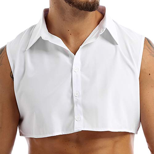 inhzoy Herren Hemd Abnehmbarer Kragen Kentkragen Weiß XL von inhzoy