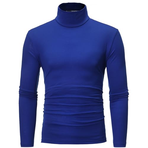 inhzoy Herren Langarm Thermo-Unterhemd Rollkragen Pullover Thermounterwäsche Oberteil Slim Fit Übergrößen Funktionsunterwäsche Winter Ski Fitness Blau B L von inhzoy