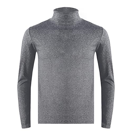 inhzoy Herren Langarm Thermo-Unterhemd Rollkragen Pullover Thermounterwäsche Oberteil Slim Fit Übergrößen Funktionsunterwäsche Winter Ski Fitness Dunkelgrau B 3XL von inhzoy