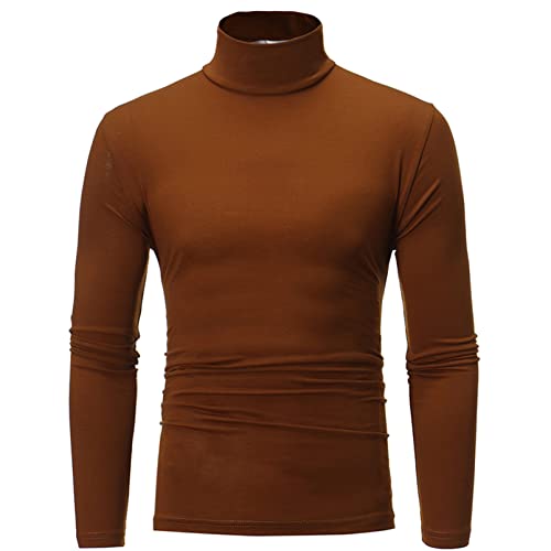 inhzoy Herren Langarm Thermo-Unterhemd Rollkragen Pullover Thermounterwäsche Oberteil Slim Fit Übergrößen Funktionsunterwäsche Winter Ski Fitness Kaffee B 3XL von inhzoy